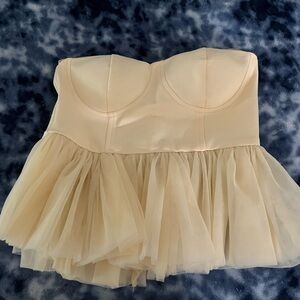 Elegant Cream Strapless Top MAVL